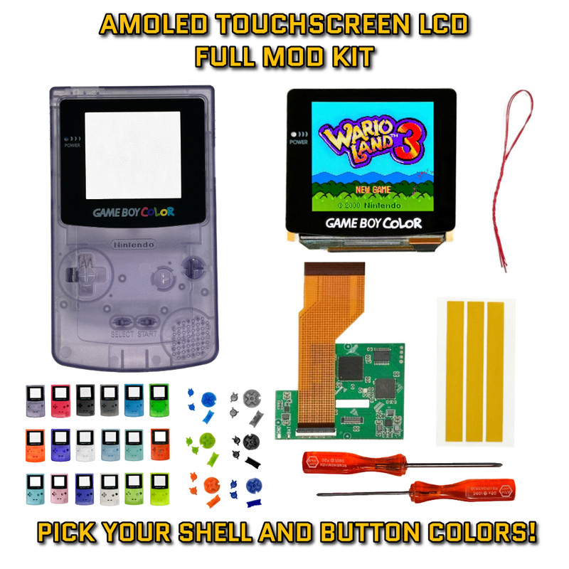 Nintendo Game Boy Color GBC AMOLED OLED Touchscreen LCD Mod Kit PICK UR COLORS!