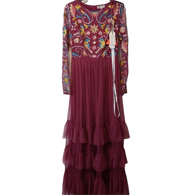 chinese dress ladies Rosanna Pink Floral Embroidered Maxi Dress – Frock and Frill