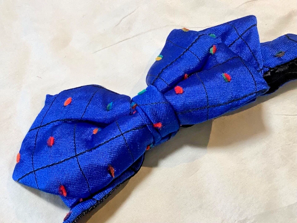 Pajarita vintage años 80 graduación formal boda azul real punto retro punk satinado Kramer Foto 2 de 4