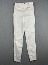 Spanx Jeans Womens XS White Jegging Stretch Tapered Pull On Ankle Distressed