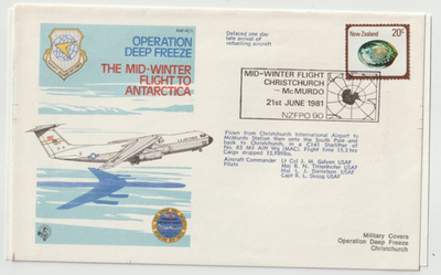 #ad 21 6 1981 New Zealand Flown Cover RAF AC1 Operation Deep Freeze The Mid Wi GBP 3.99