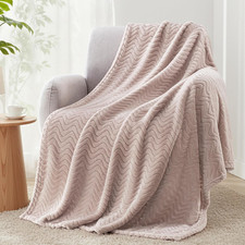 Fleece Throw Blanket for Couch, Lightweight Jacquard Bed Blanket for Spring Summ