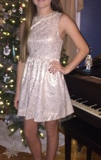 COOPERTIVE UO Floral Metallic Iridescent Halter Fit & Flare Mini Dress Sz 0