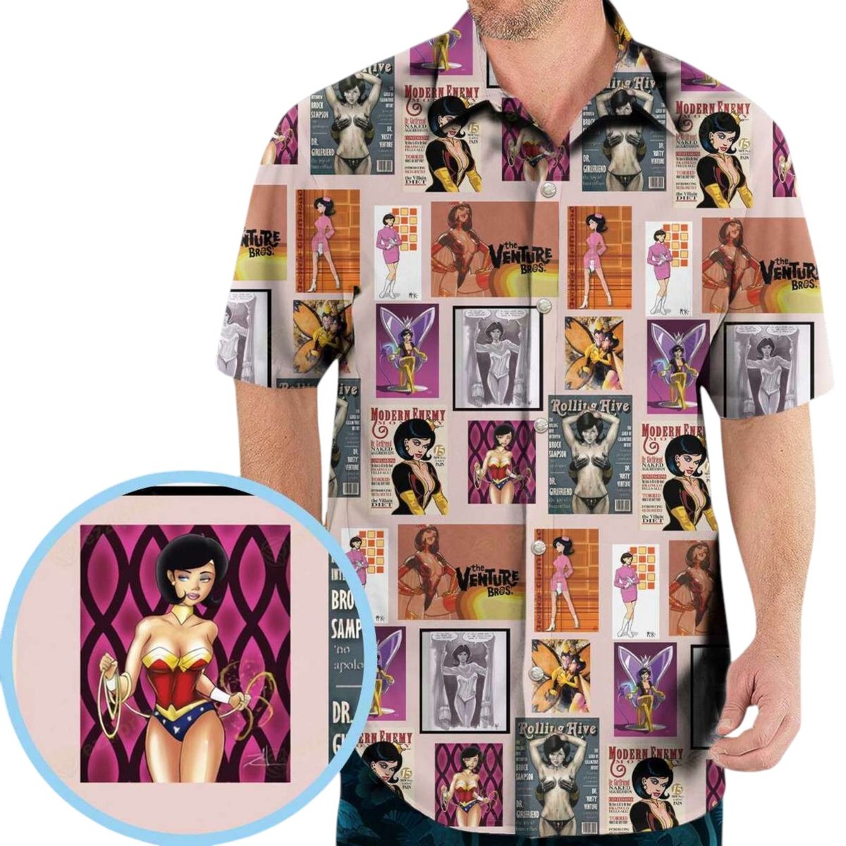 V.H.O. Camicia Hawaiana Funky – Terivelle 100% – Vestibilità Regular Con Tasca – Colore Nero, Taglia XXL (Attenzione Alle Taglie India/UE)