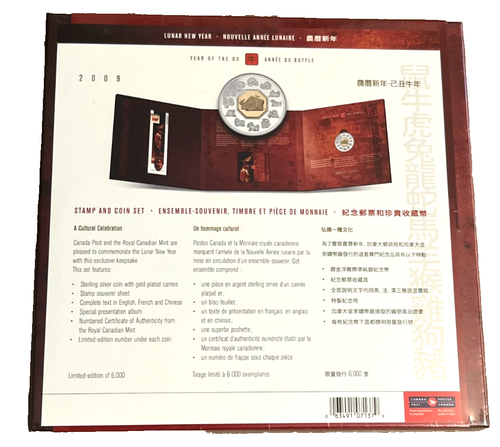 RCM Silver Coin - Canada 2009 Year of Ox Stamp and Coin Set - Imagen 2 de 2