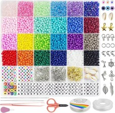 4Mm Glass Seed Beads for Jewelry Bracelet Making Kit, Small Beads Friendship Bra