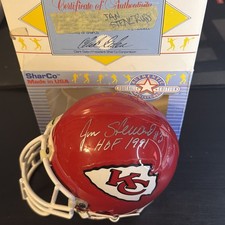 JAN STENERUD Autograph Mini Football Helmet Signed Kansas City Chiefs SharCo NFL
