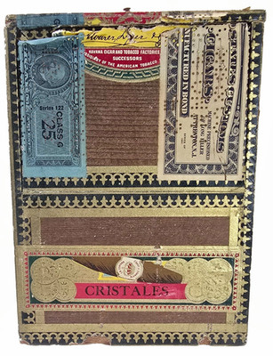 Antique La Corona Cristales Glass Cigar Tube Display Box w/ Tax Seals