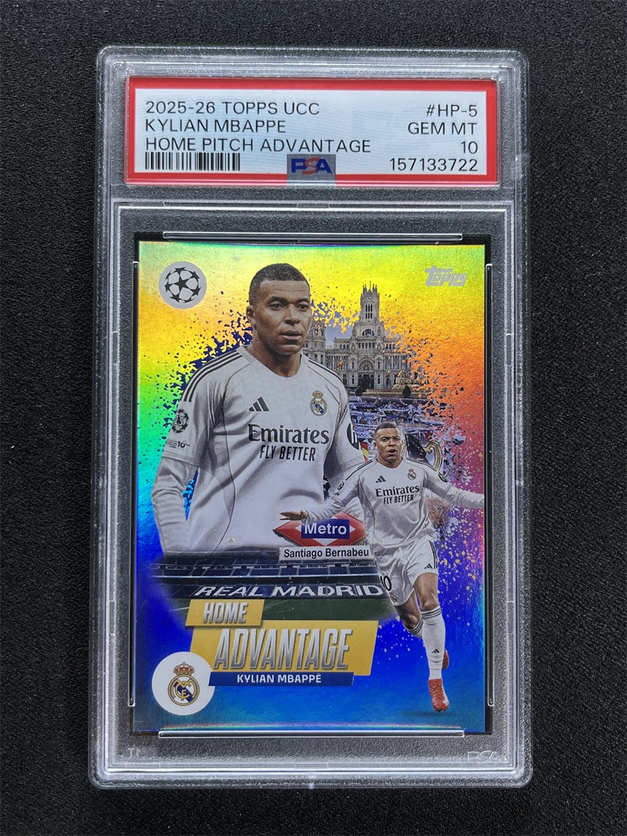 2025-26 Topps UEFA Kylian Mbappe #HP-5 Home Pitch Advantage Case Hit SSP PSA 10 view 1