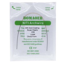 1 Dental Orthodontic Super Elastic Ni-Ti 24K Gold Coated Round Wire 018 Lower