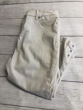 Bandolino Capri Pants Womens 8P Beige Mandi Stretch Side Snap Hem 5 Pocket