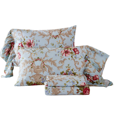 Abreeze Peony Bedding Shabby Blue Floral Bed Sheet Set Vintage Luxury Bedding
