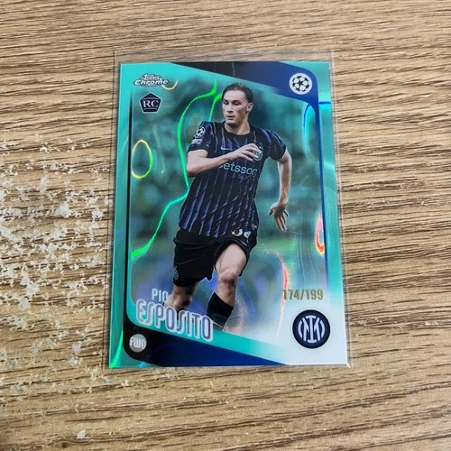 2025-26 Topps Chrome Uefa Club Competition Pio Esposito /199 Aqua RC
