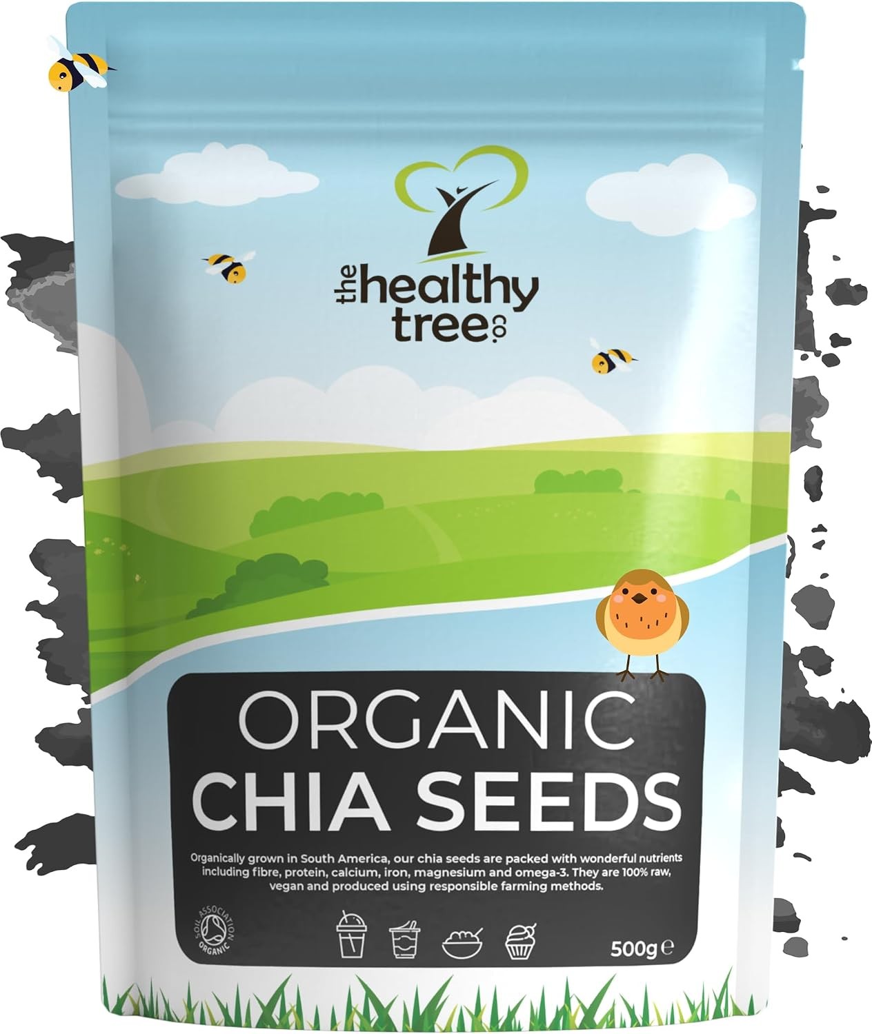 Organic Raw Chia Seeds 500g Vegan Gluten-Free High Fibre Protein Omega-3 - Image 4