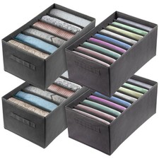 4Pcs Large Wardrobe Clothes Organizer, 6/9 Grids Foldable Jeans Closet Drawer...