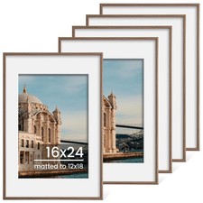 16x24 Picture Frame Set of 5, Display Pictures 12x18 with Mat or 16x24 Photos...