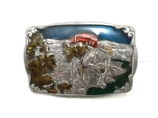 Bergamot Brass Works Gold Miner Vintage Belt Buckle 1984 Made In USA