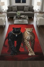 Leopard Area Rug For Living Room Bedroom Kitchen Washable Non-slip Floor Mat