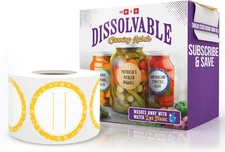 Canning Labels Dissolvable Stickers for Mason Jars and More (2" round 200/Roll)