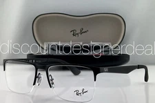 Ray-Ban Square Half Frame Eyeglasses Matte Black Clear Demo Lens RB6335 2503 54