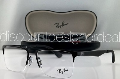 Ray-Ban RB6335 2503 Square Half Frame Eyeglasses Matte Black Clear Demo 56mm NEW