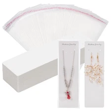 100pcs Long Necklace Display Cards with 100pcs Clear Self Adhesive Bags, 8x2....