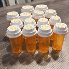 Pill Bottles Empty Plastic Amber  Prescription Medicine Crafts Storage Lot 14