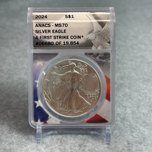 2024 US Silver Eagle $1 ANACS MS70 First Strike Coin