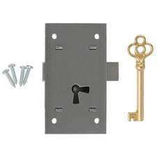 Steel Flush Mount Cabinet Door Lock with Key - 3 High x 1 3/4 Wide - Vintage ...