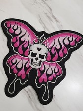 Large Back Patch Iron-On/Sew-On 90s y2k butterfly gothic skull flames punk biker