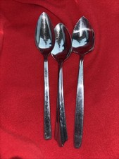 3 Vintage Japan Taiwan U.S.A Stainless Steel Serrated Grapefruit Citrus Spoons