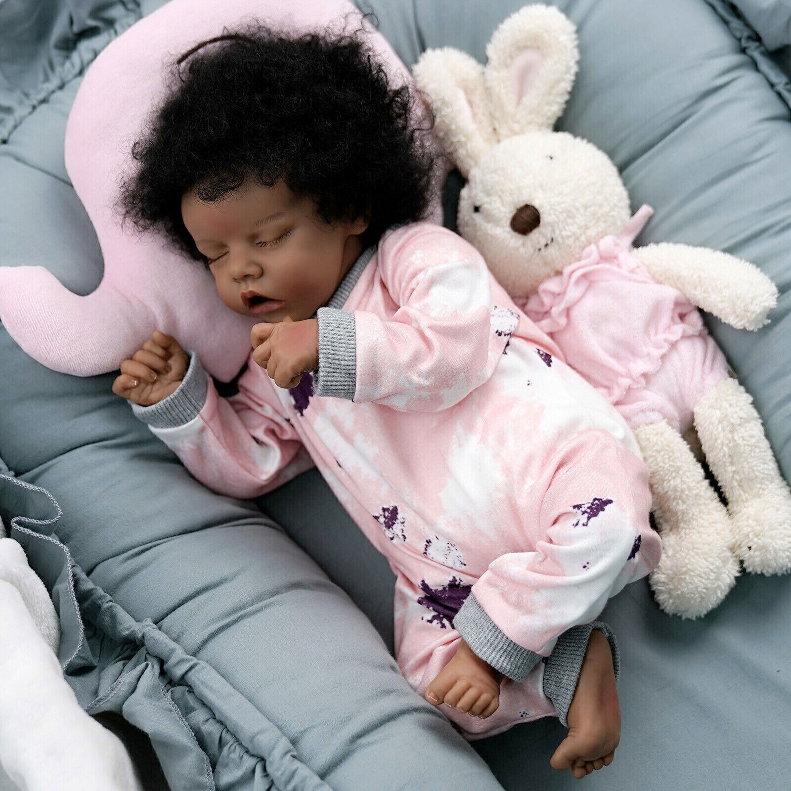 Realistic Reborn Baby Dolls Vinyl Silicone African American Girl Biracial Doll