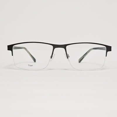 BrillenEyes Titan 4461-1 Men's X-Large Titanium Rectangular Glasses in Gunmetal