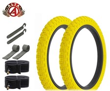 2 ALTA PERFORMANCE BICYCLE WIRE BEAD 16 x2.125 YELLOW COMP III BMX TREAD 8PC SET