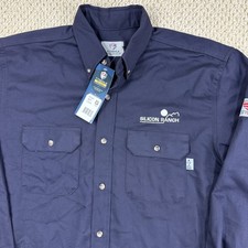 Tyndale FR Shirt Mens LGLN Navy Blue Flame Resistant Long Sleeve NFPA 2112 NWT