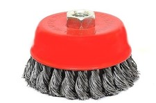 4" Twisted Knotted Wire Cup Brush for Angle Grinder Heavy Duty Rust Paint Clean