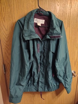 Columbia Green Jacket Zip Lined Stand-Up Collar Logo Men's L Short Casual