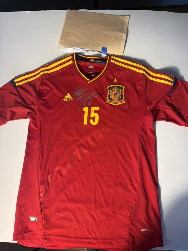 Spain Euro 2012 Team Signed Sergio Ramos #15 Adidas Jersey XL COA Autographs