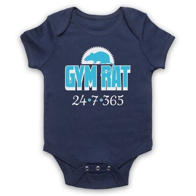 GYM RAT FITNESS BODYBUILDING POWERLIFTING TRAINING 24/7 BABY GROW BABYANZUG GESCHENK