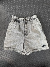 Vintage Nike Challenge Court Acid Wash Denim Shorts 90s Agassi High Waist Swoosh