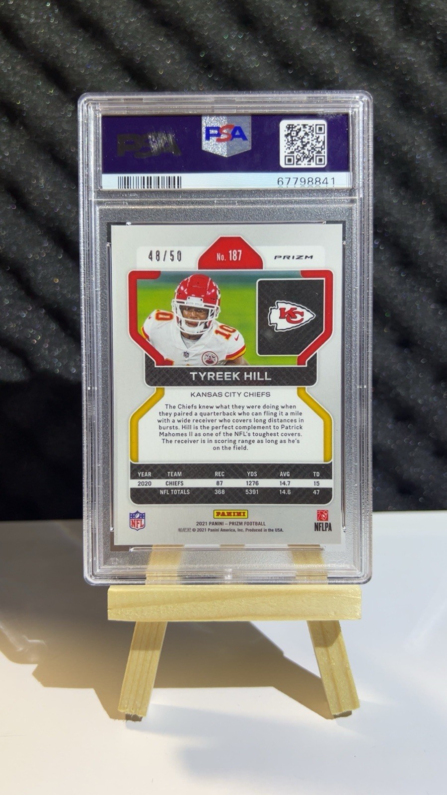 2021 Panini Prizm - Tyreek Hill No Huddle Red Disco /50 - PSA 10 (BACK TO KC?) view 2