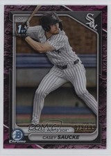 2024 Bowman Draft Chrome Fuchsia Lunar Refractor 73/199 Casey Saucke II 19l2