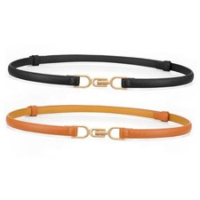 Women Skinny Leather Belt Fit Waist Size Up to 37 Inches B-black brown