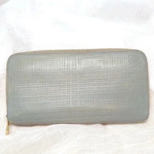 LOEWE Long Wallet Zipper Ivory Beige Linen Anagram Excellent Condition
