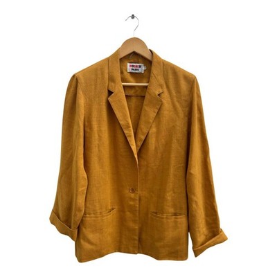Rodier Paris Blazer Gr 40 Orange Leinen Vintage Made in France Schulterpolster C