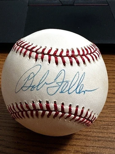 BOB FELLER 9 SIGNED AUTOGRAPHED OAL BASEBALL!  Indians!  HOF!