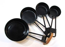 Good 4 pc Black Stainless Steel Measuring Cups Set Heavy Duty Commercial Metal