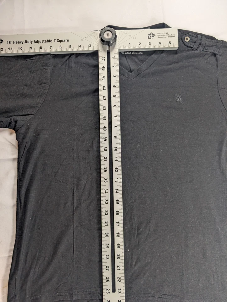 Camiseta Lions Crest by English Laundry XL Negra Cuello en V Botones 100% Algodón Foto 4 de 4