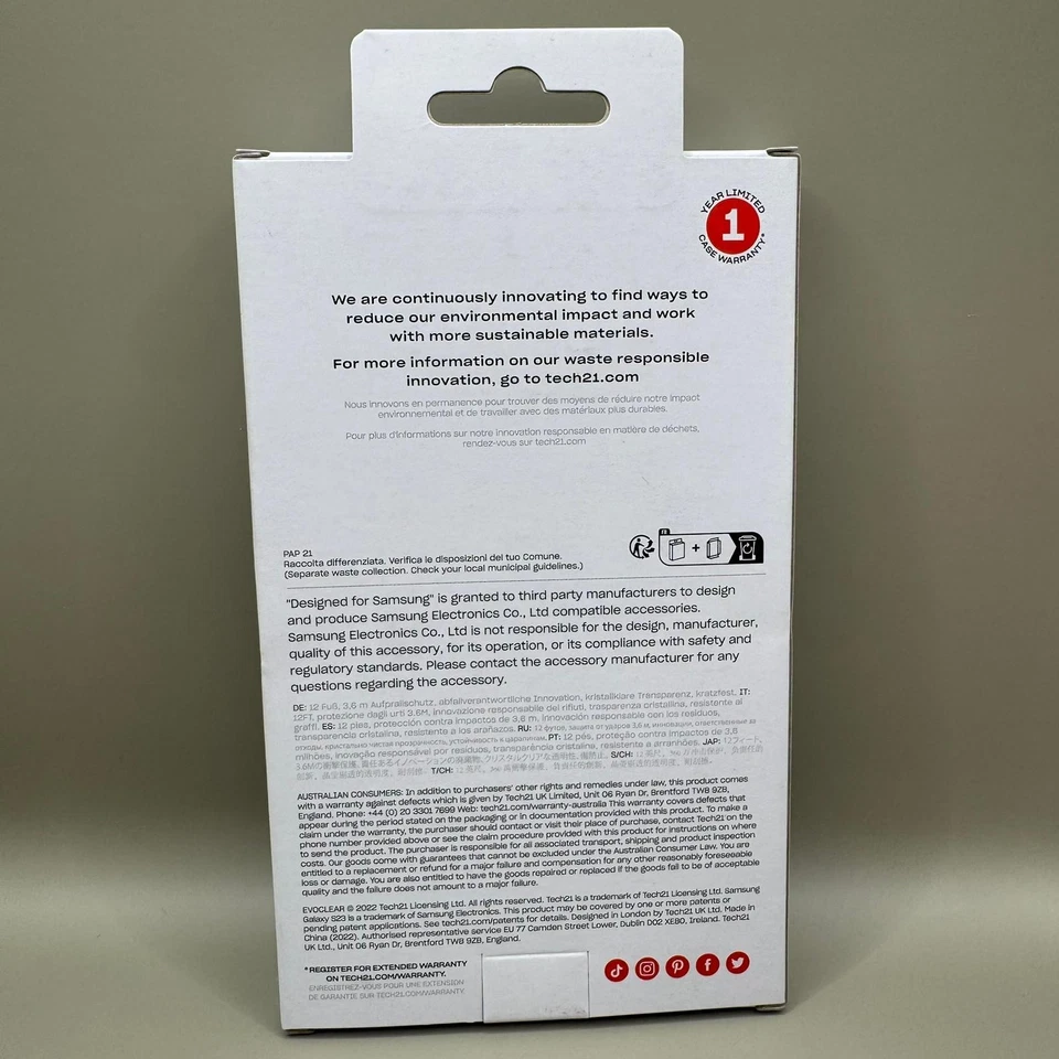 Original Tech21 EVO CLEAR Case Cover for Samsung Galaxy S23 in Retail Packaging - Image 2 of 3