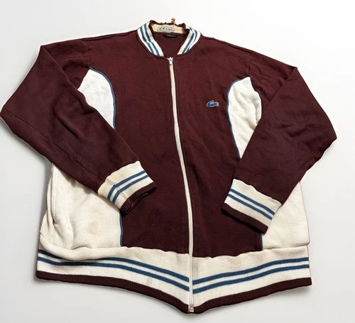 Vtg 80s Izod Lacoste Track Jacket Men Blue Burgundy Alligator Croc Full Zip Sz M - product listing photo